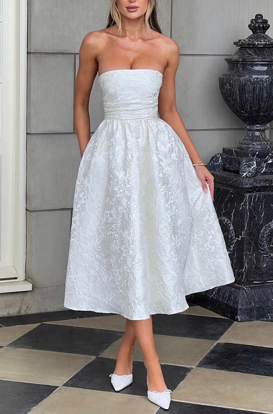 NEW BABYBOO SAOIRSE MIDI DRESS - Ivory White Size XS